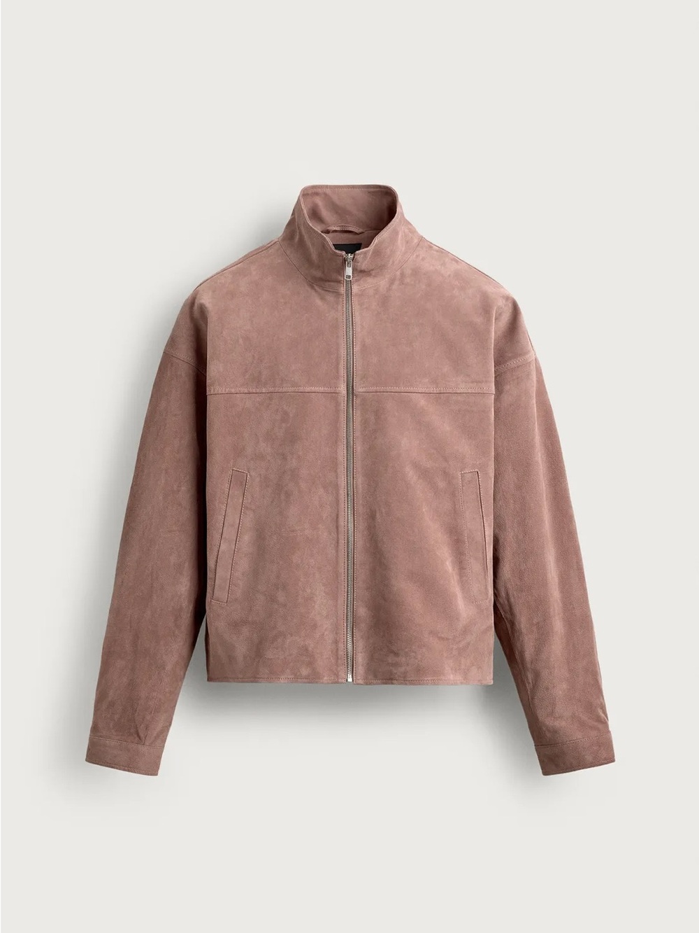 Zara Genuine Suede Cropped Jacket - Dusty Rose